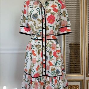 Kate Spade “Picture Perfect” Blossom Midi Shirt Dress – Size 6